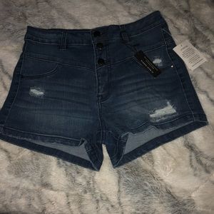 Charlotte Russe High Rise Ripped Jean Shorts
